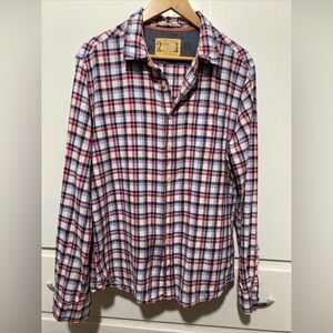 21 Men An American Brand Men's Blues Plaid Long Sleeve Shirt Sz L Classic